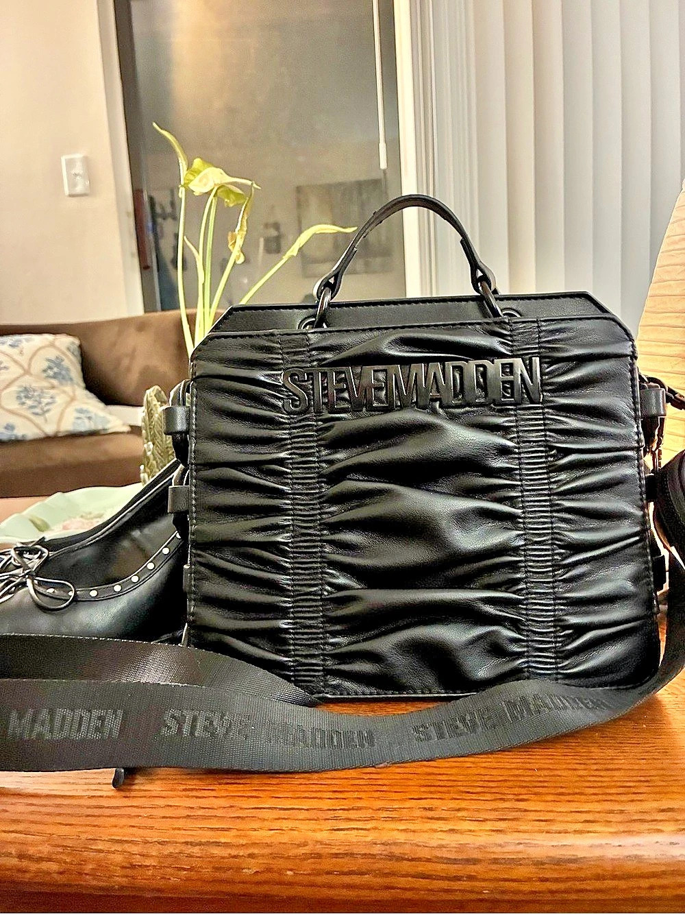 Steve Madden Bags Bdipsy Ruched Convertible Crossbody Bag Black Shoulder Bag